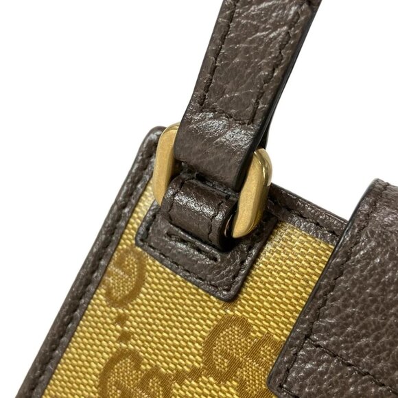 GUCCI Crystal GG Light Brown White Dark Brown Coated Canvas Leather - Picture 7 of 16